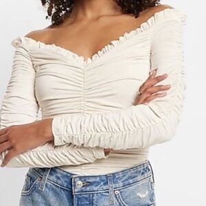 Express Cream Ruched Blouse